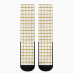 Yellow And Beige Tattersall Print Crew Socks