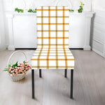 Yellow And Beige Tattersall Print Dining Chair Slipcover