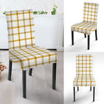 Yellow And Beige Tattersall Print Dining Chair Slipcover
