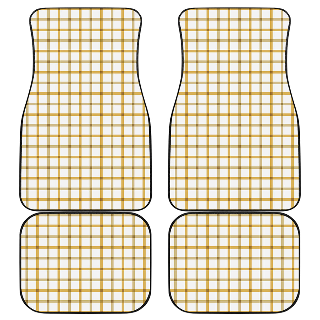 Yellow And Beige Tattersall Print Front and Back Car Floor Mats