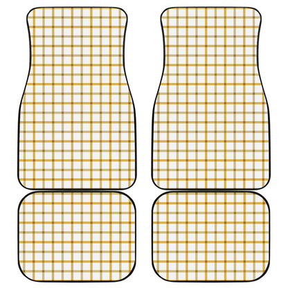 Yellow And Beige Tattersall Print Front and Back Car Floor Mats