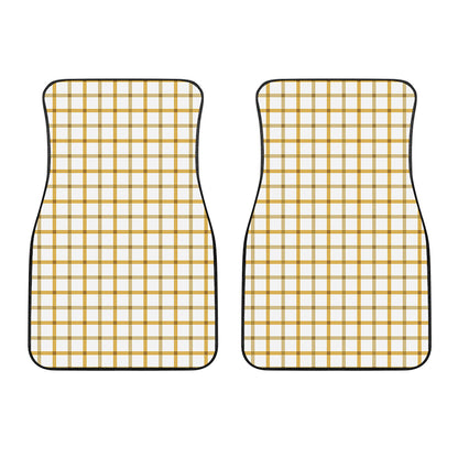 Yellow And Beige Tattersall Print Front Car Floor Mats