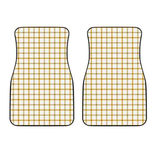 Yellow And Beige Tattersall Print Front Car Floor Mats