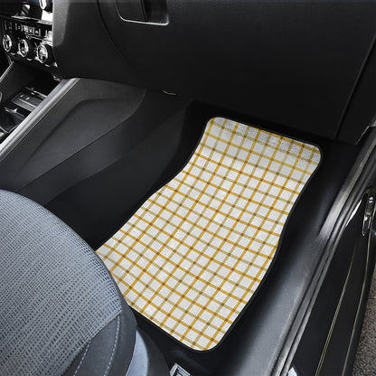 Yellow And Beige Tattersall Print Front Car Floor Mats