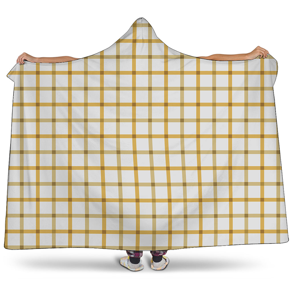 Yellow And Beige Tattersall Print Hooded Blanket