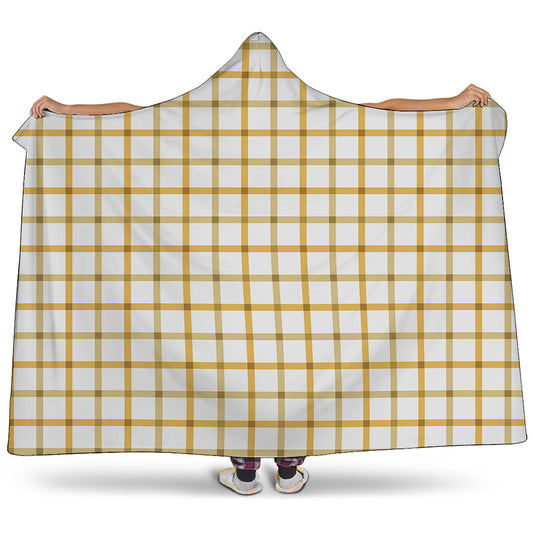 Yellow And Beige Tattersall Print Hooded Blanket