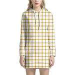 Yellow And Beige Tattersall Print Hoodie Dress