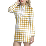 Yellow And Beige Tattersall Print Hoodie Dress