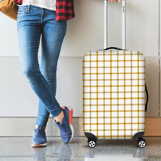 Yellow And Beige Tattersall Print Luggage Cover