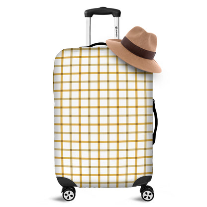 Yellow And Beige Tattersall Print Luggage Cover