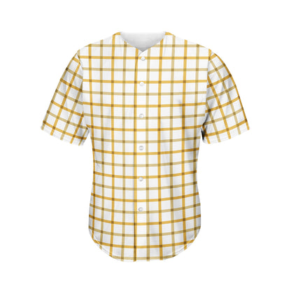 Yellow And Beige Tattersall Print Men's Baseball Jersey