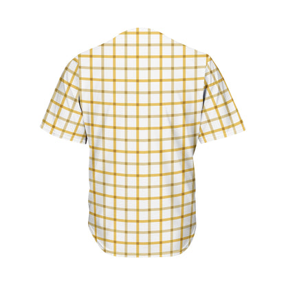 Yellow And Beige Tattersall Print Men's Baseball Jersey