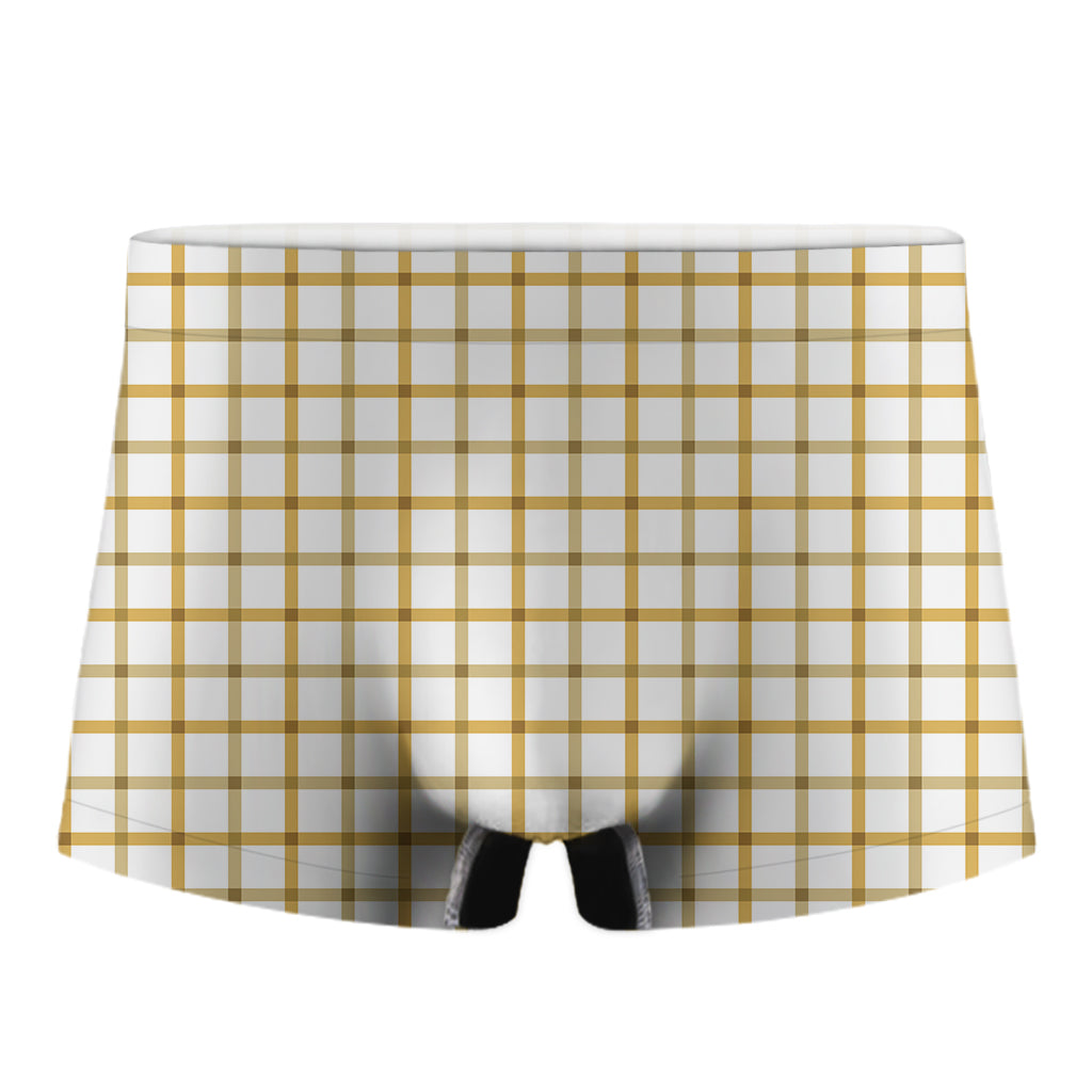 Yellow And Beige Tattersall Print Men's Boxer Briefs