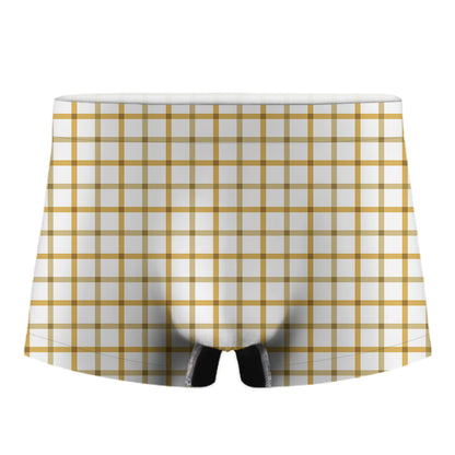 Yellow And Beige Tattersall Print Men's Boxer Briefs