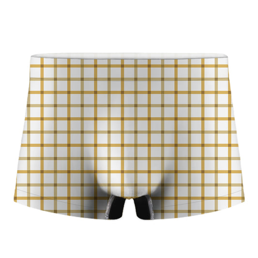 Yellow And Beige Tattersall Print Men's Boxer Briefs