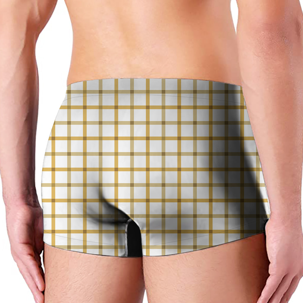 Yellow And Beige Tattersall Print Men's Boxer Briefs