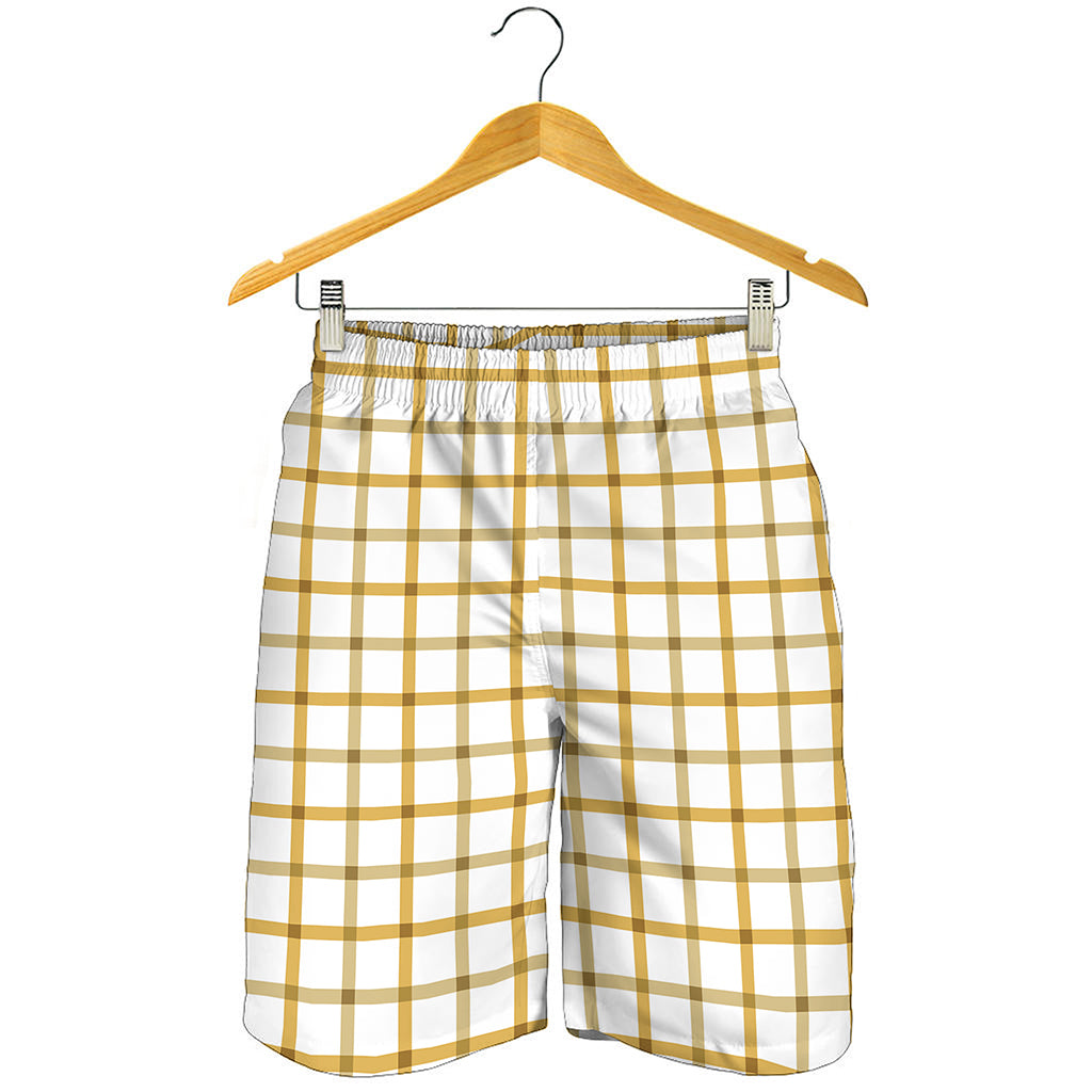 Yellow And Beige Tattersall Print Men's Shorts