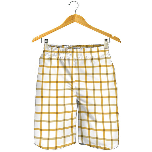 Yellow And Beige Tattersall Print Men's Shorts