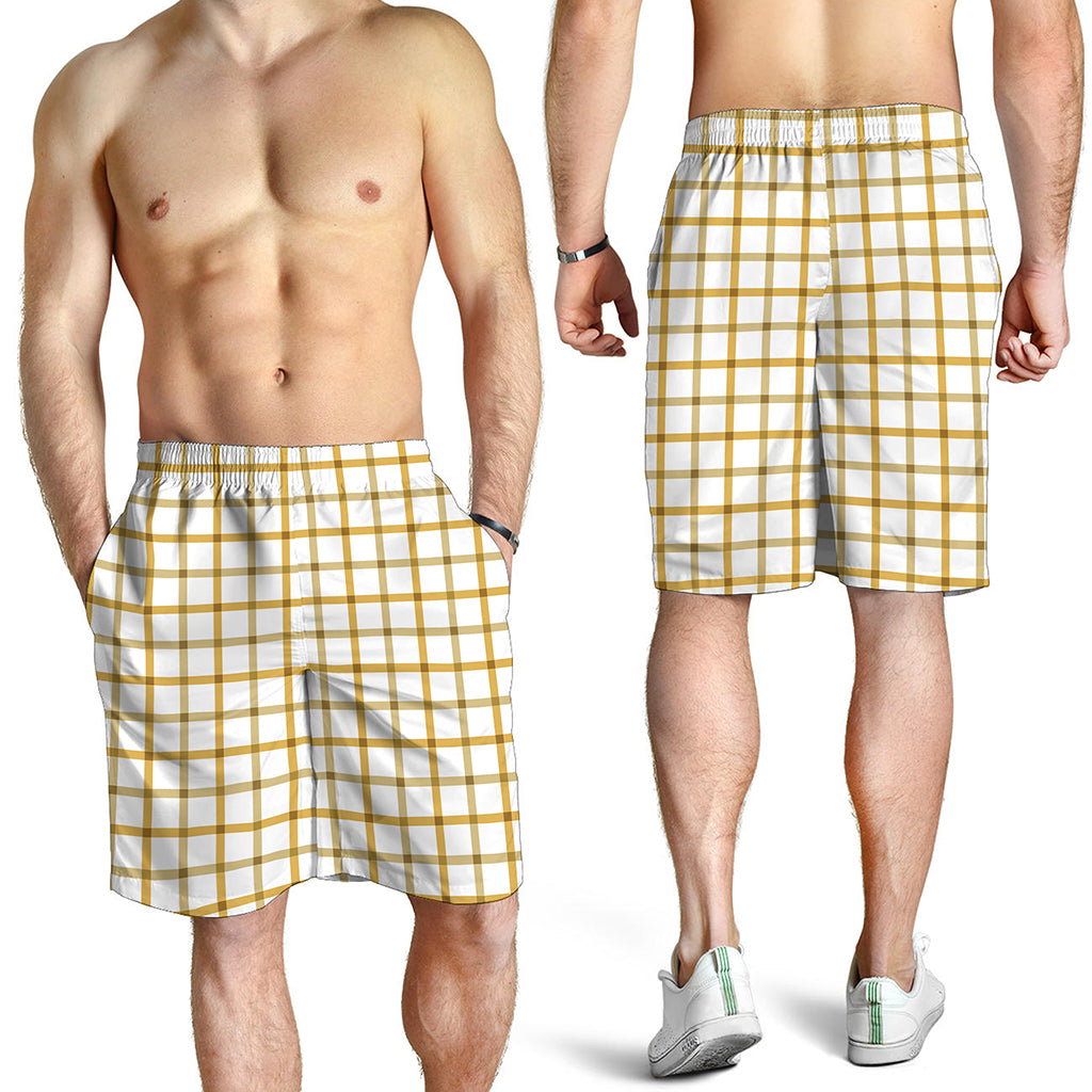 Yellow And Beige Tattersall Print Men's Shorts
