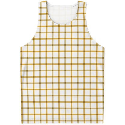 Yellow And Beige Tattersall Print Men's Tank Top