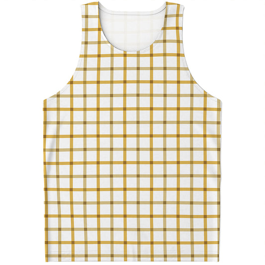 Yellow And Beige Tattersall Print Men's Tank Top
