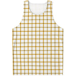 Yellow And Beige Tattersall Print Men's Tank Top