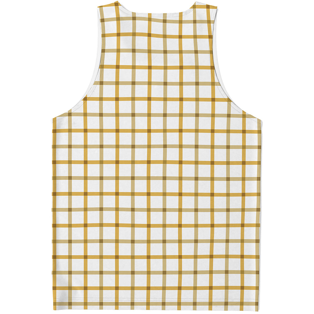 Yellow And Beige Tattersall Print Men's Tank Top