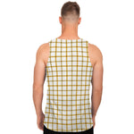 Yellow And Beige Tattersall Print Men's Tank Top