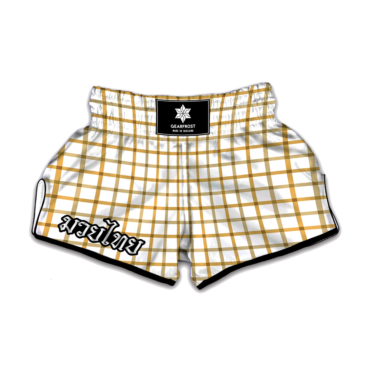 Yellow And Beige Tattersall Print Muay Thai Boxing Shorts