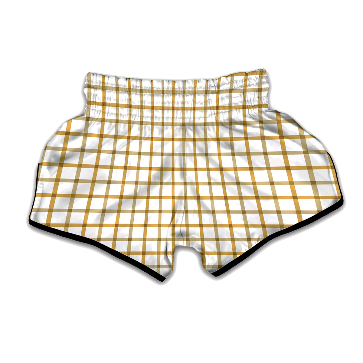 Yellow And Beige Tattersall Print Muay Thai Boxing Shorts