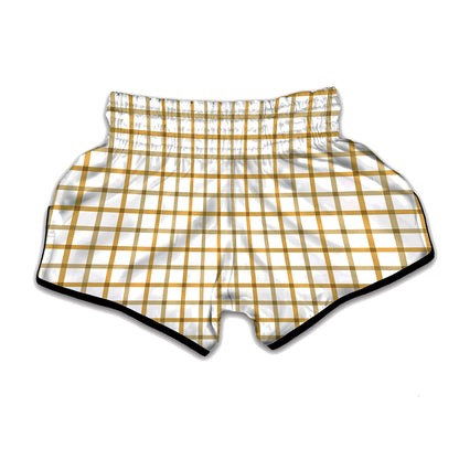Yellow And Beige Tattersall Print Muay Thai Boxing Shorts