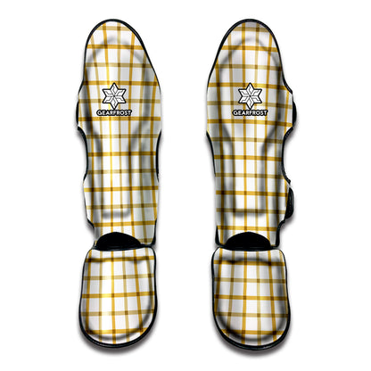 Yellow And Beige Tattersall Print Muay Thai Shin Guard
