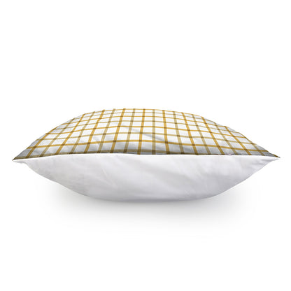 Yellow And Beige Tattersall Print Pillow Cover