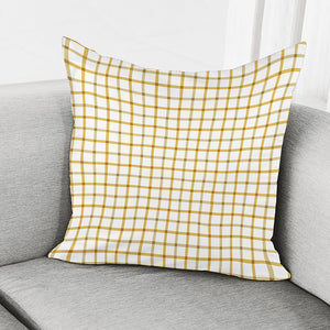 Yellow And Beige Tattersall Print Pillow Cover