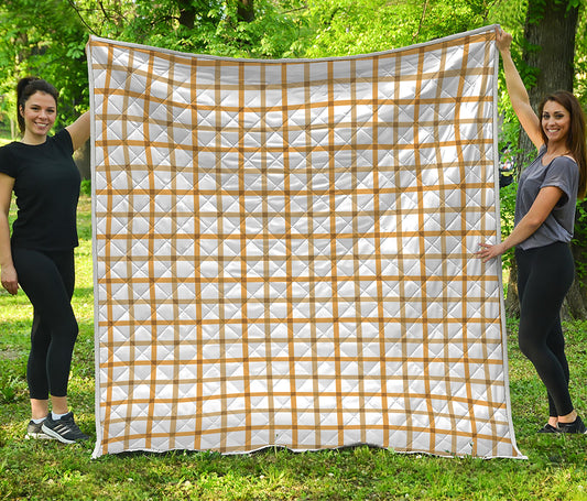 Yellow And Beige Tattersall Print Quilt