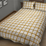 Yellow And Beige Tattersall Print Quilt Bed Set