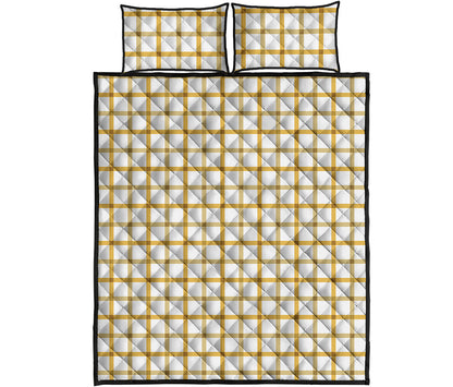 Yellow And Beige Tattersall Print Quilt Bed Set