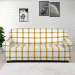 Yellow And Beige Tattersall Print Sofa Cover