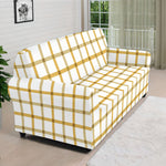 Yellow And Beige Tattersall Print Sofa Cover