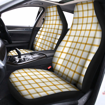 Yellow And Beige Tattersall Print Universal Fit Car Seat Covers