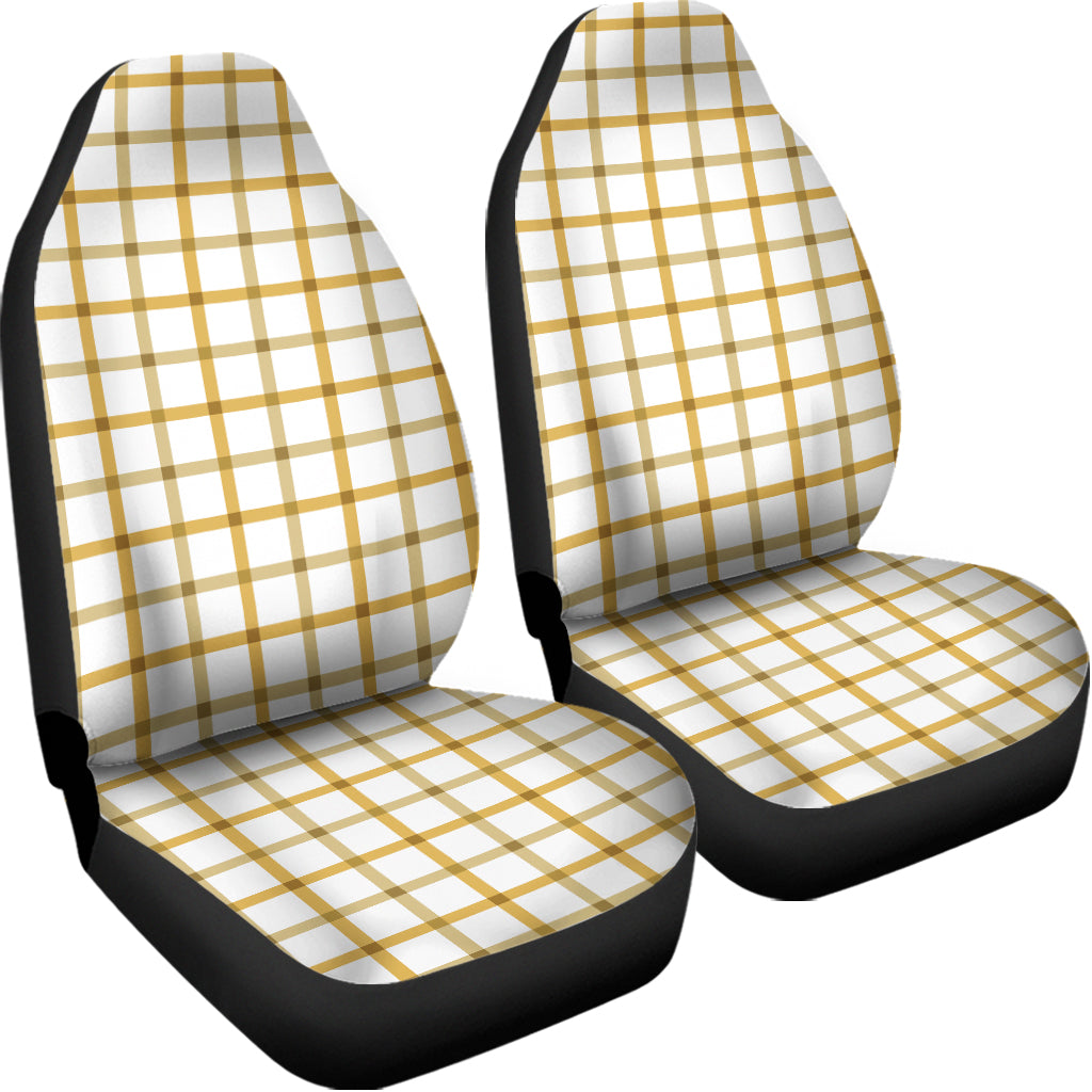 Yellow And Beige Tattersall Print Universal Fit Car Seat Covers