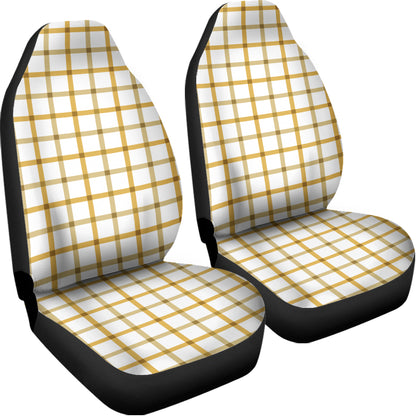 Yellow And Beige Tattersall Print Universal Fit Car Seat Covers