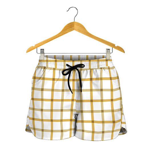 Yellow And Beige Tattersall Print Women's Shorts