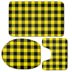 Yellow And Black Buffalo Check Print 3 Piece Bath Mat Set