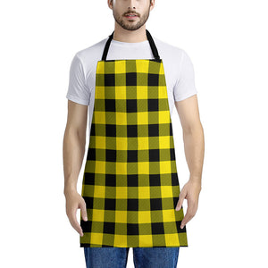 Yellow And Black Buffalo Check Print Apron