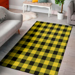 Yellow And Black Buffalo Check Print Area Rug