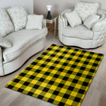 Yellow And Black Buffalo Check Print Area Rug