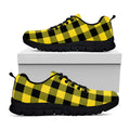 Yellow And Black Buffalo Check Print Black Running Shoes