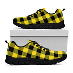 Yellow And Black Buffalo Check Print Black Sneakers