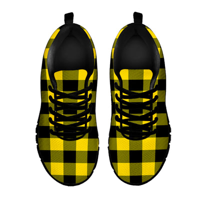 Yellow And Black Buffalo Check Print Black Sneakers
